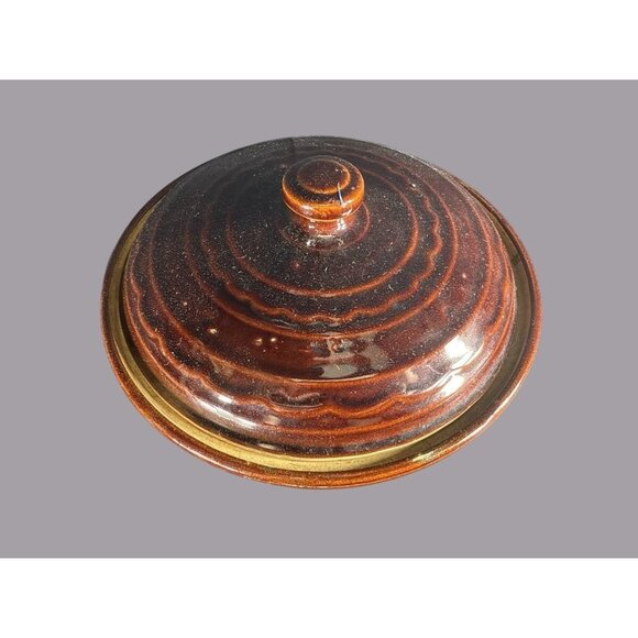 Vtg Marcrest Daisy Dot Brown Stoneware Covered Casserole Dish 8.5" USA - Picture 3 of 6